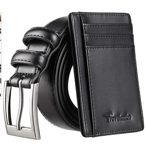 Mens Dress Belt Genuine Leather Slim Card Wallet